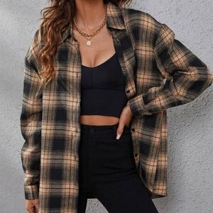Plaid Print Drop Shoulder Blouse